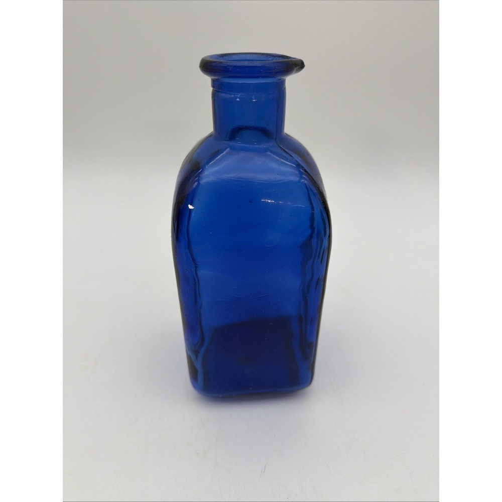 Vintage Cobalt Blue Square Bottle Glass Vase